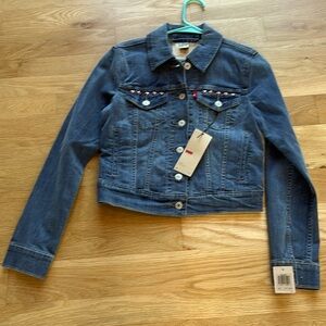 NWT Levi’s Jean Jacket Women’s XS Red/Silver “Beads”